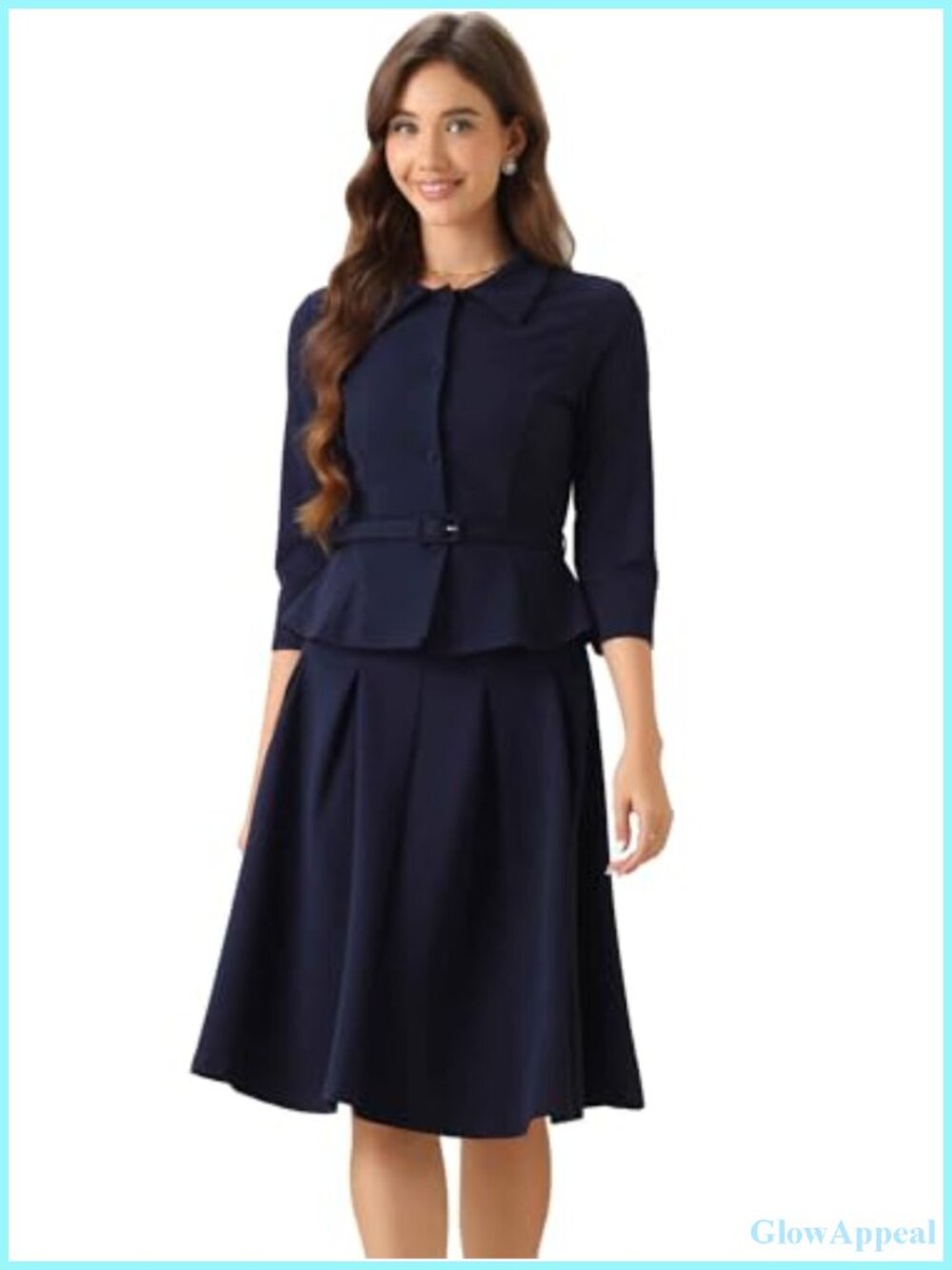 Women's 2 Piece Blazer & Pleated Skirt Suit Set Business Office Outfit